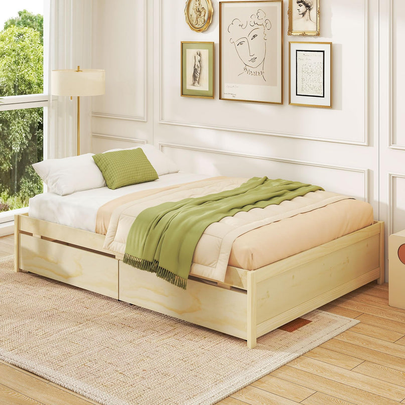 Giantex Full Size Bed Frame with 2 Storage Drawers