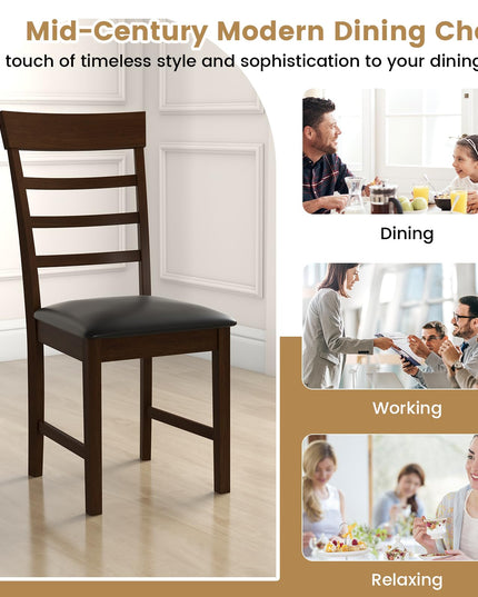 Giantex Wooden Dining Chairs Set of 2/4, PU Leather Upholstered Kitchen Chairs w/Rubber Wood Frame