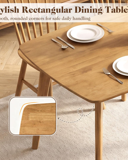 GIANTEX 47" Solid Wood Rectangular Dining Table w/Round Edges