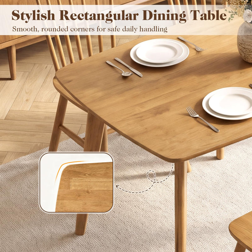 GIANTEX 47" Solid Wood Rectangular Dining Table w/Round Edges