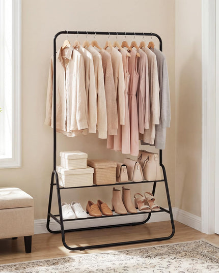 Giantex Heavy Duty Clothes Rack with Hanging Rod and Storage Shelves