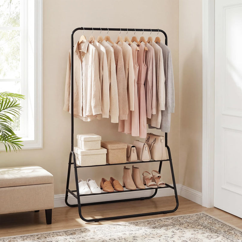Giantex Heavy Duty Clothes Rack with Hanging Rod and Storage Shelves