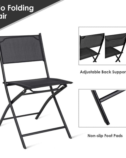 Giantex 4 PCS Folding Patio Chairs, Rust-Proof Steel Frame & Space Saving (Black)