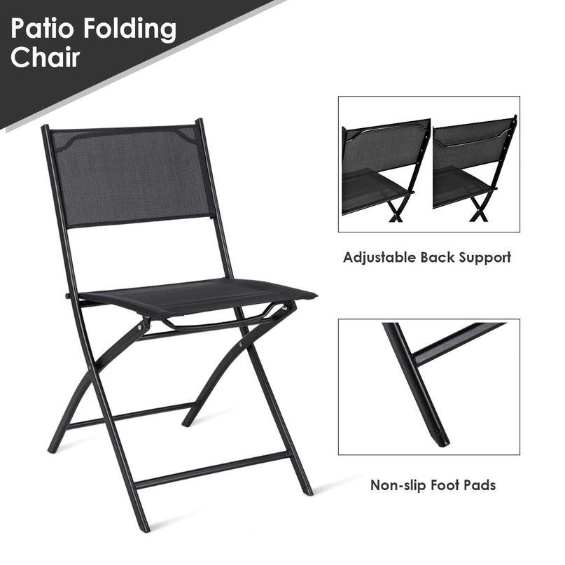 Giantex 4 PCS Folding Patio Chairs, Rust-Proof Steel Frame & Space Saving (Black)