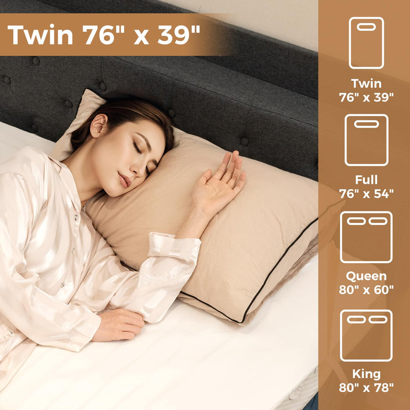 Giantex Heated Mattress Pad, 9 Heat Setting, 9-Hour Auto Off, Overheat Protection, White, Twin Size, 76” x 39”
