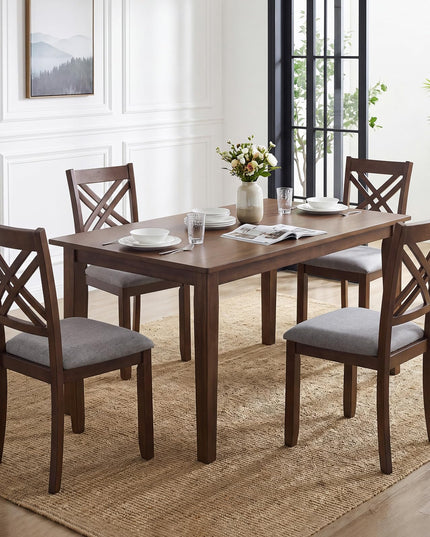 GIANTEX Farmhouse X-Back Upholstered Wood Dining Chairs Set of 2/4