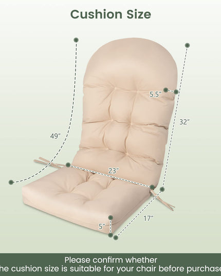 Giantex Patio Adirondack Chair Cushion - 49"x 23"High Back Rocking Chair Cushion w/Fixing Straps, Durable & Fade Resistant