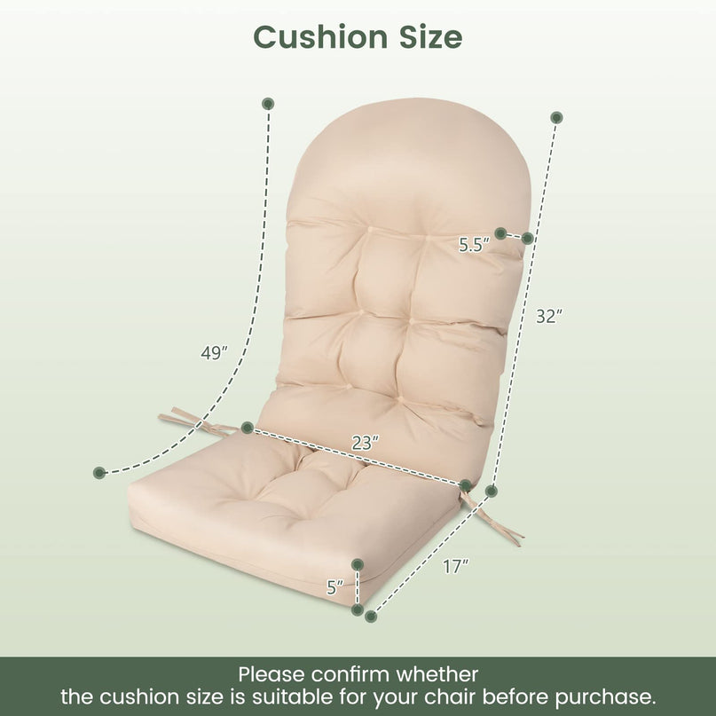 Giantex Patio Adirondack Chair Cushion - 49"x 23"High Back Rocking Chair Cushion w/Fixing Straps, Durable & Fade Resistant