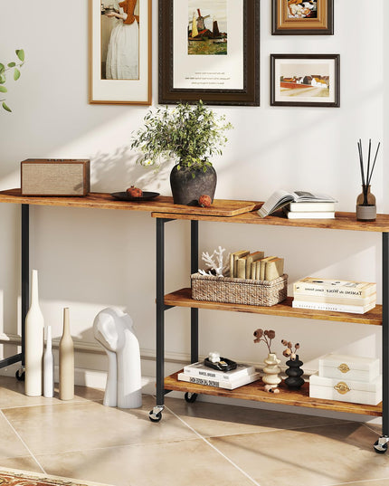 Giantex Patented Mobile End Table with 2-Tier Storage Shelves