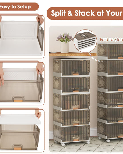 Giantex 6 Tier Stackable Storage Bins with Lids