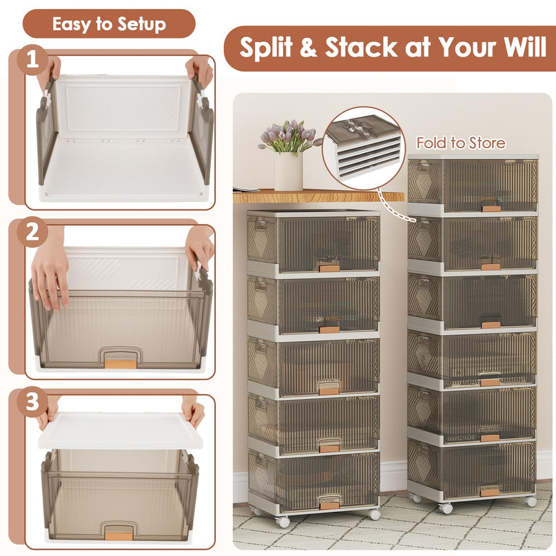 Giantex 6 Tier Stackable Storage Bins with Lids