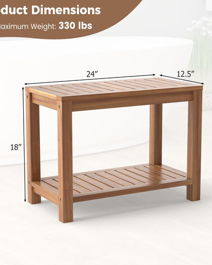 24 Inch Waterproof Bathroom Spa Bathing Seat Foot Rest Entryway Bench