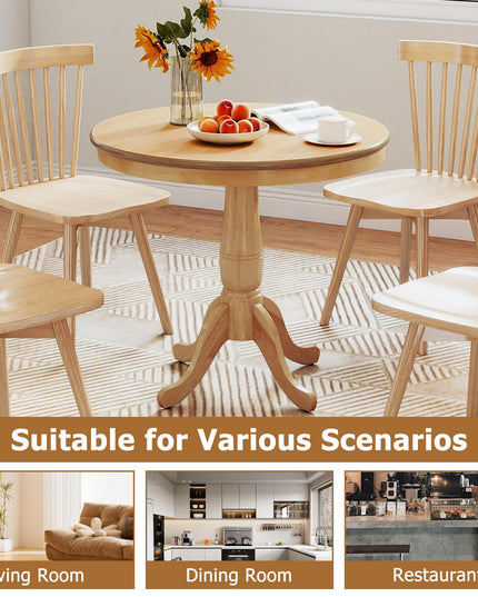 Giantex 32" D X 30" H Round Wooden Kitchen Table with Spacious Tabletop & Pedestal Base