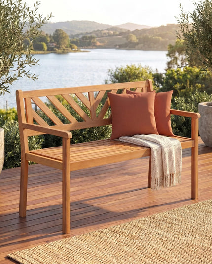 Giantex 47" Patio Acacia Wood 2-Person Outdoor Bench