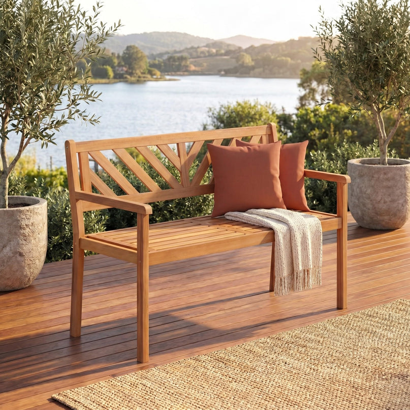 Giantex 47" Patio Acacia Wood 2-Person Outdoor Bench