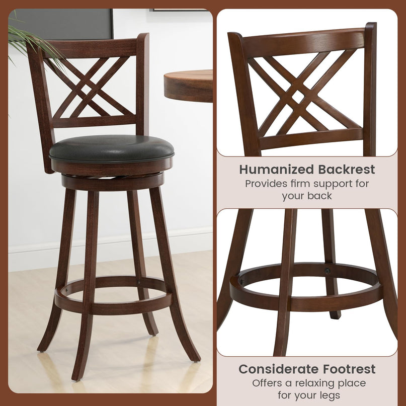 360° Swivel Barstools Set of 2 - Giantex