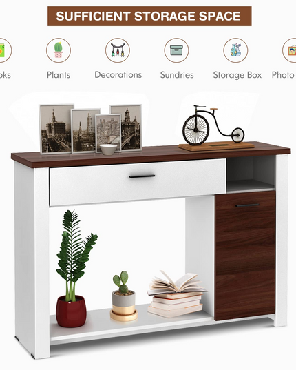 Giantex Console Table 48 Inch Sofa Side Table with Drawer and Cabinet, Entryway Table