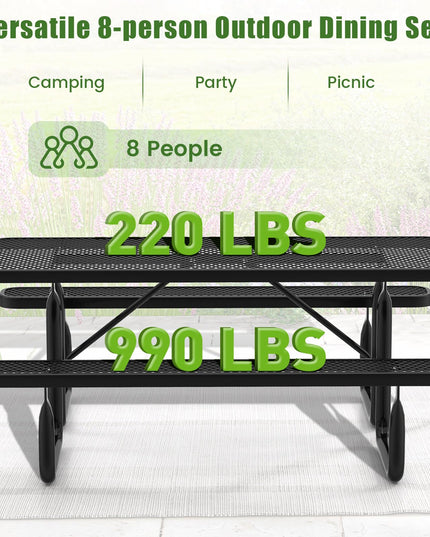 Giantex 72” Picnic Table, Large Outdoor Table & Bench Set for 8