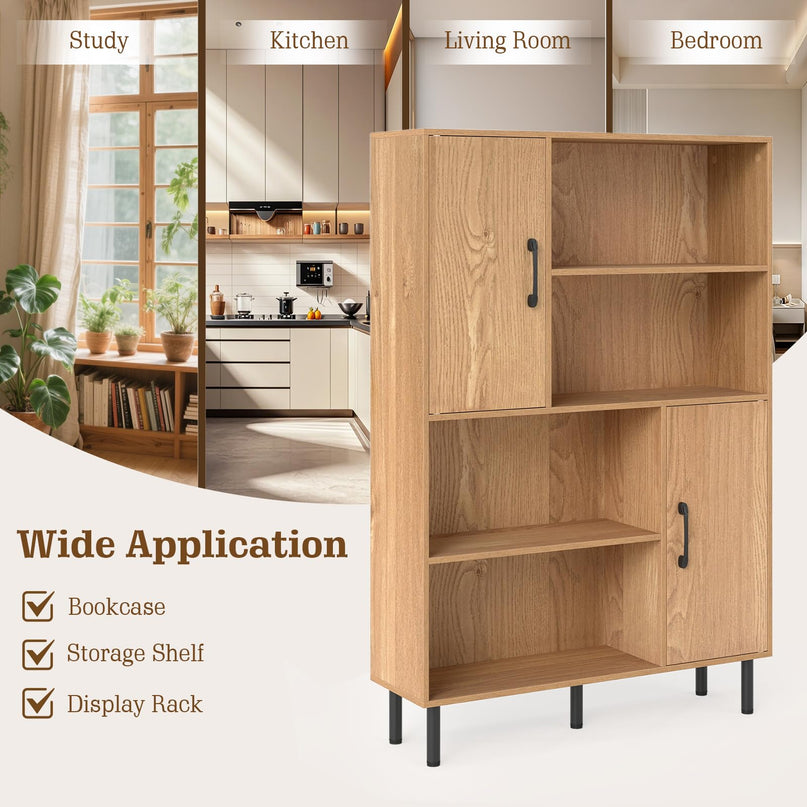 Meuble de Rangement Giantex à 4 Niveaux et Portes, 119 cm
