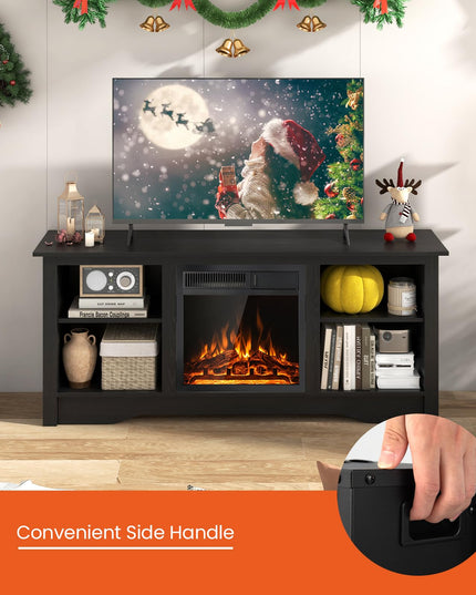 Giantex Fireplace TV Stand for TVs Up to 65”, Entertainment Center with Adjustable Shelves