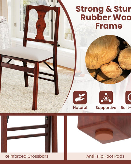 Giantex Folding Dining Chairs Set of 2/4 Upholstered Dining Chairs