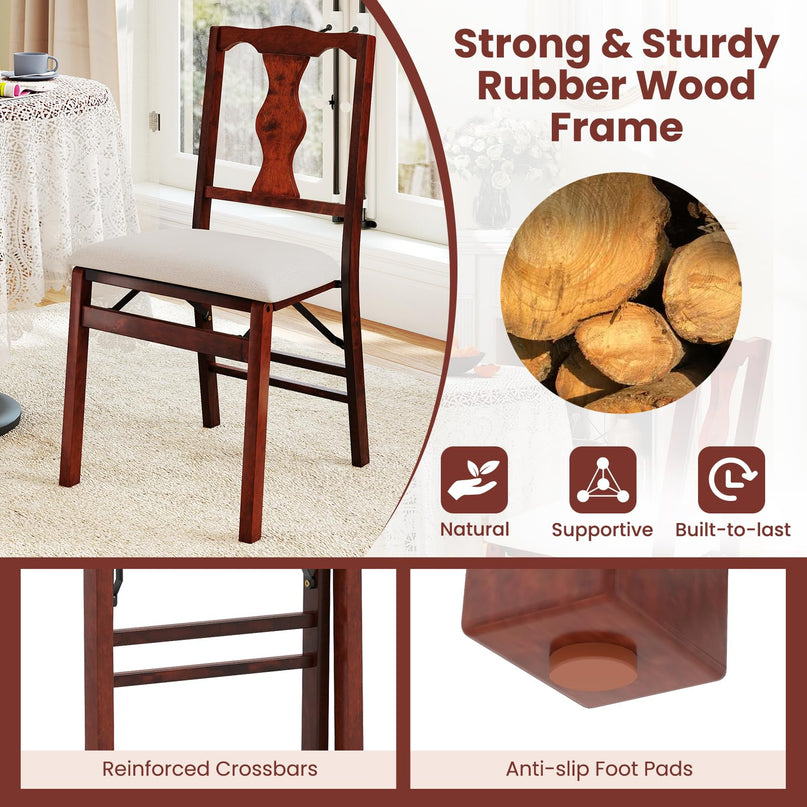 Giantex Folding Dining Chairs Set of 2/4 Upholstered Dining Chairs