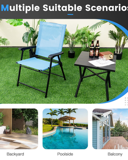 Giantex Patio Chairs Set of 2/4, Folding Patio Chairs for Deck Beach Camping Dining Picnic