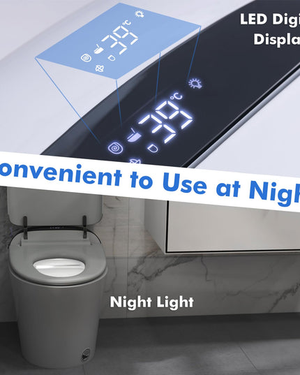 Giantex Smart Toilet, Bidet Toilet Seat Elongated with 1.28 GPF Dual Auto Flush