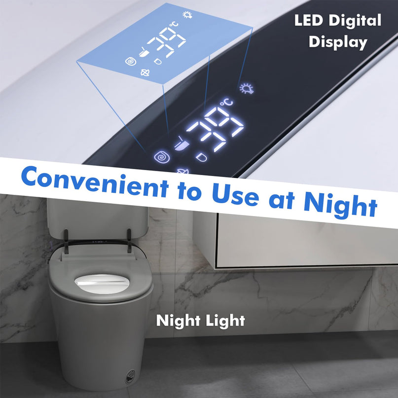 Giantex Smart Toilet, Bidet Toilet Seat Elongated with 1.28 GPF Dual Auto Flush