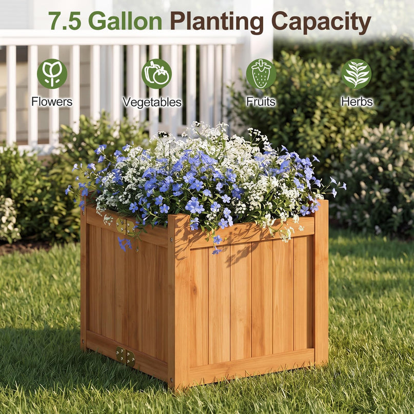 GIANTEX 15" Folding Wooden Planter Box with Removable Bottom