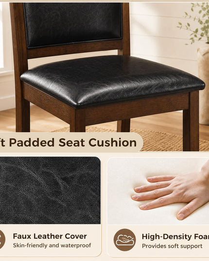 Giantex Wooden Dining Chairs Set of 2/4 | Faux Leather Padded Seat & Back