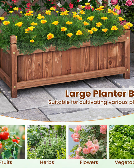 Giantex 60” Wooden Planter Container with Drainage Holes Trellis