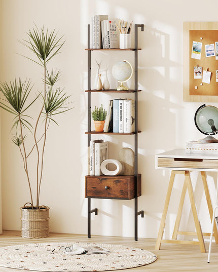 Giantex 5 Tier Ladder Bookcase with Drawer for Living Room