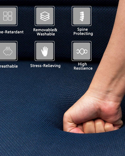 4" Thick Folding Portable Mattress Pad Sofa Bed with No Carrying Handles and Removable Washable Fabric Queen Blue