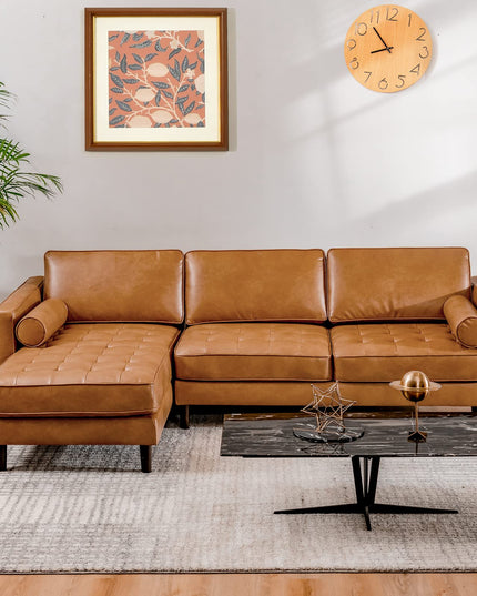 Giantex Sectional Sofa Couch with Chaise Lounge, L-Shaped 3-Seat Sofa Sleeper