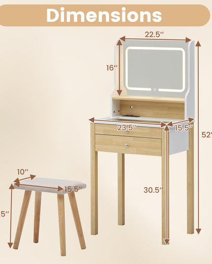 Small Vanity Desk with Mirror and Lights