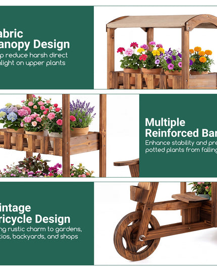 GIANTEX 3-Tier Tricycle Plant Stand with Canopy