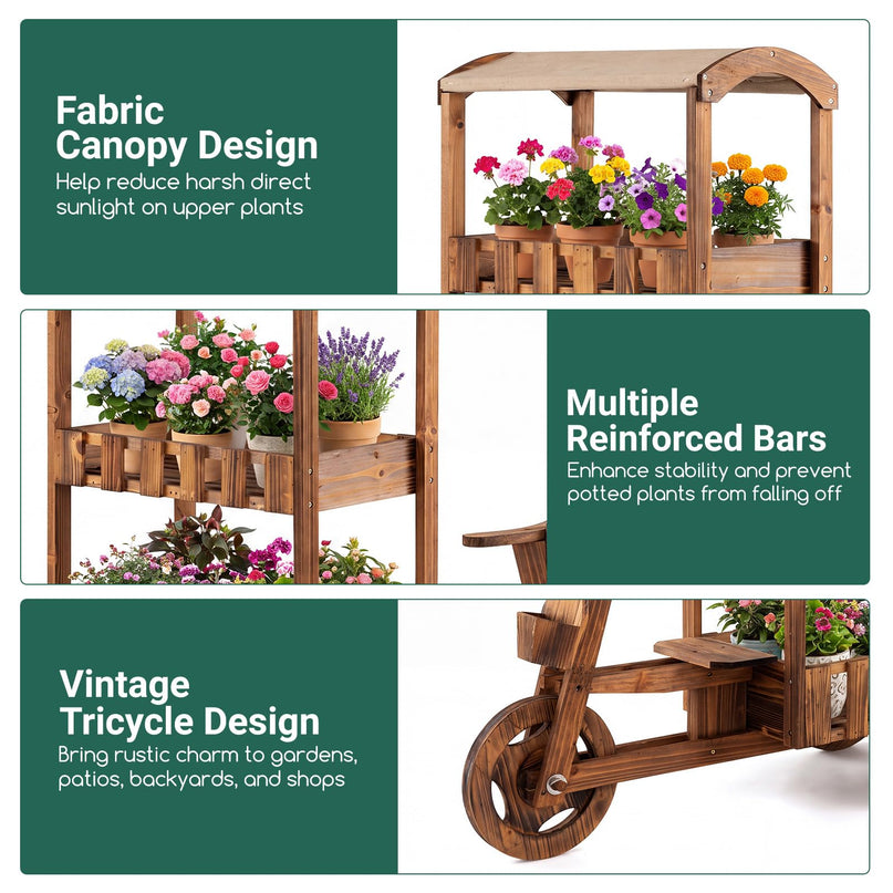 GIANTEX 3-Tier Tricycle Plant Stand with Canopy
