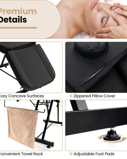 Giantex 73" Facial Chair with Hydraulic Stool, Tattoo Chair with with Adjustable Backrest & Legrest
