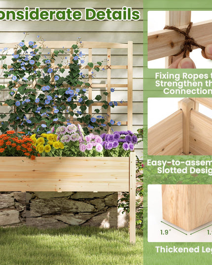 Giantex Raised Garden Bed with Trellis Outdoor Horticulture Planter