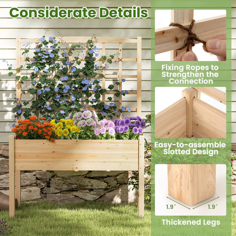 Giantex Raised Garden Bed with Trellis Outdoor Horticulture Planter