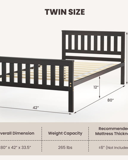 Giantex Wood Bed Frames with Headboard, Mid Century Platform Bed with Wooden Slats Support