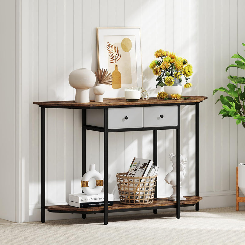 Giantex 51" Console Table with 2 Drawers with Open Storage Shelf
