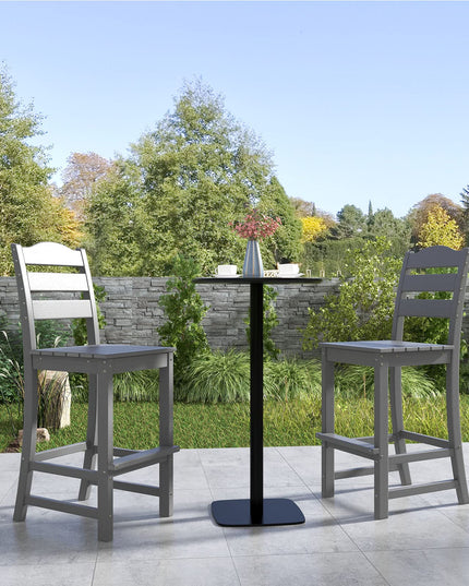 Giantex Outdoor HDPE Bar Stool, Patio Tall Bar Chair with Backrest and Footrest, 30 Inches Counter Height Barstools