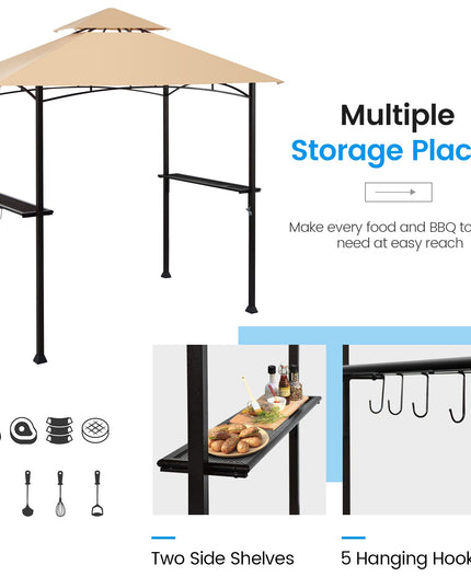 Giantex Grill Gazebo, 8ft x 5ft Grill Station with Canopy, Outdoor Grill Shelter Barbecue Tent