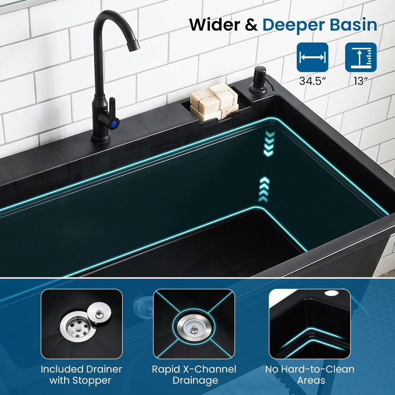 Giantex Freestanding Utility Sink with Bottom Storage Shelf
