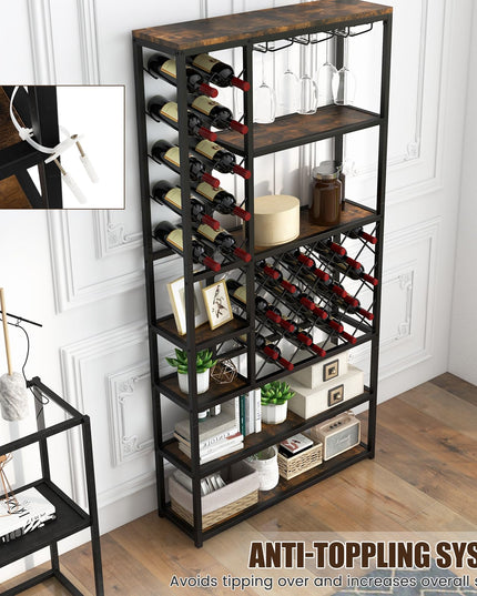 Giantex 27-Bottle Wine Rack Freestanding Floor, Industrial Metal Wine Storage Rack