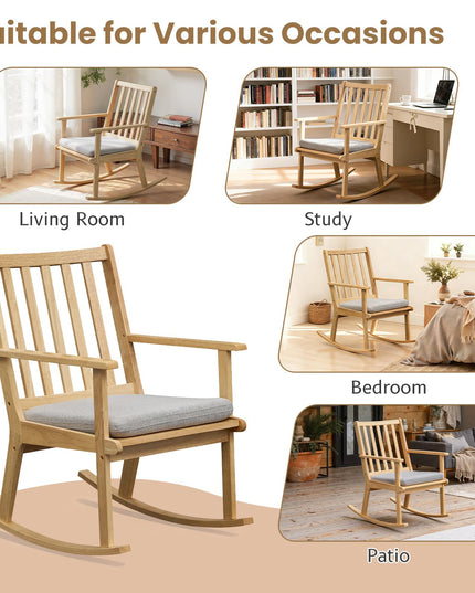 Chaise à bascule Giantex avec coussin et dossier haut à lattes