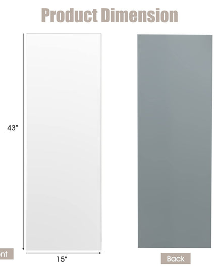CHARMAID Wall Mounted Mirror Full Length, Frameless Dressing Mirror, 43" x 15"