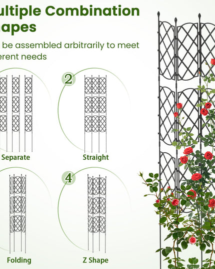 Giantex Garden Trellis, Outdoor Plant Support Frame w/Adjustable Shapes, Ground Stakes, Rustproof PE Coating Pipes